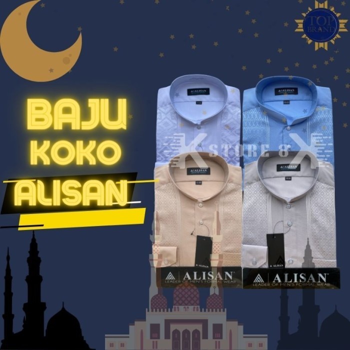 Baju Koko Alisan Bordir Lengan Panjang Ter