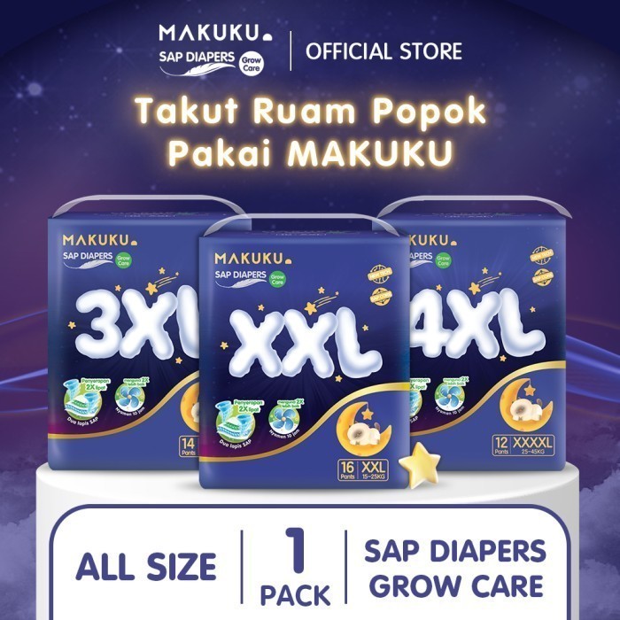 MAKUKU DIAPERS GROW CARE XXL / XXXL / XXXXL ( 2XL 3XL 4XL )