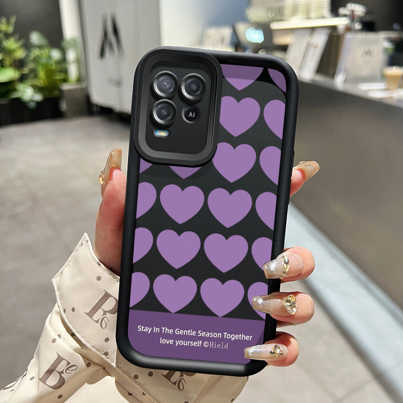 Casing Hp OPPO A54 Case hp ponsel Hati berwarna permen permen putih tua gelap Casing silikon kerangk