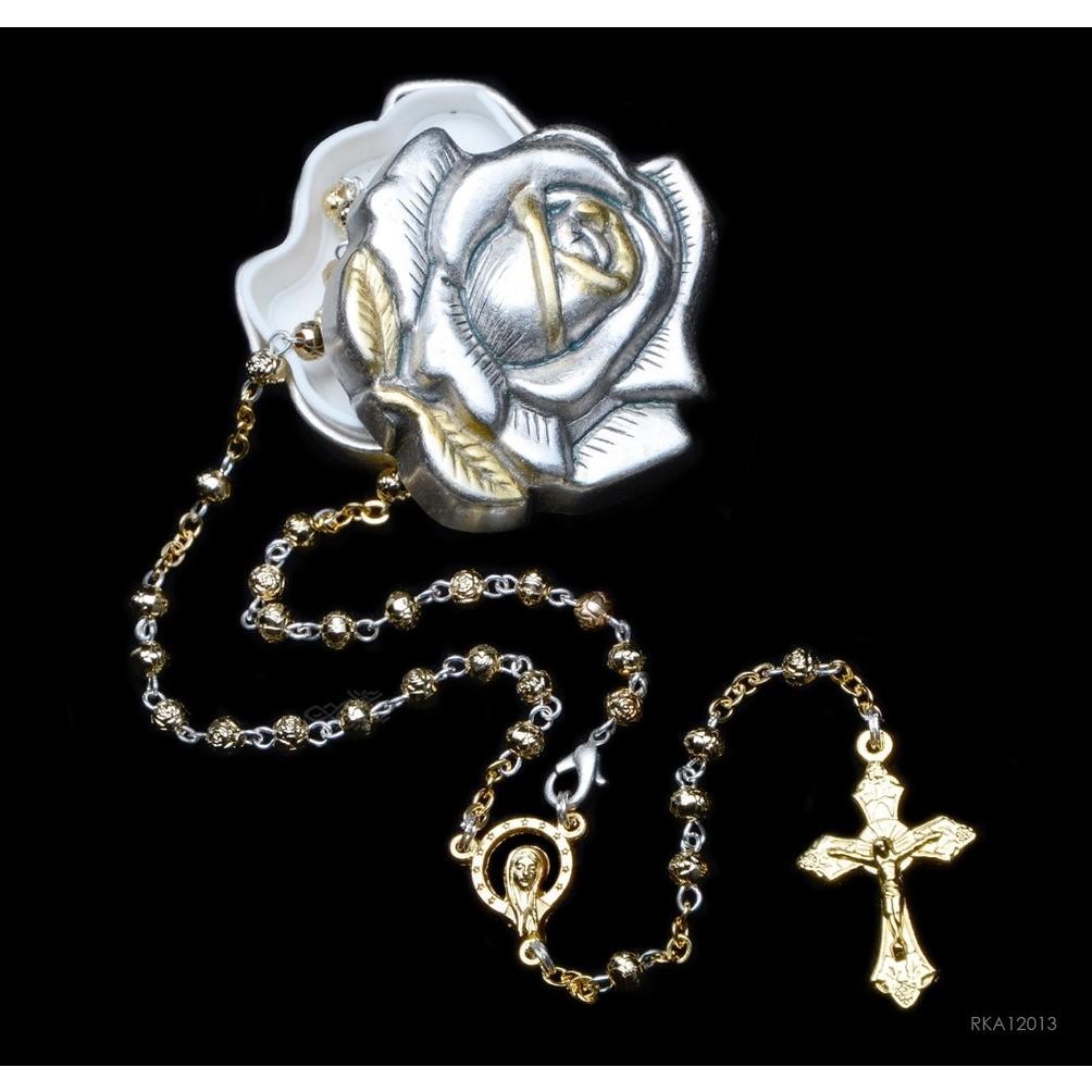 Rosario Kalung Metal Mawar 4Mm Italy Doa Katolik