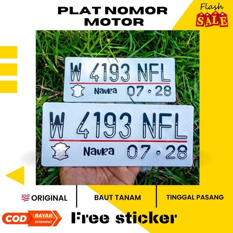 PLAT MOTOR WARNA PUTIH//PLAT NOMOR MOTOR BAUT TANAM//PLAT NOMOR MOTOR KARBON PUTIH