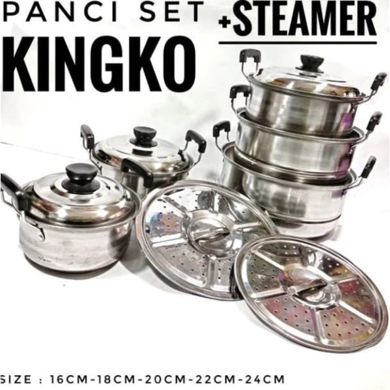 Panci set 5 pcs steamer stainles steel best Quality