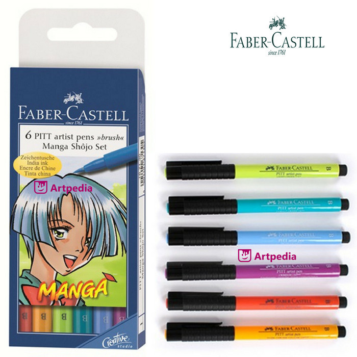 

FABER CASTELL 6 PITT Artist Pens Brush Manga Shojo Set