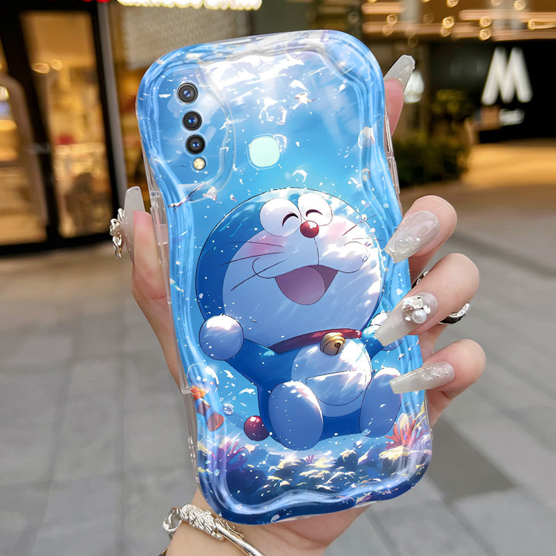 Casing Hp VIVO Y19 VIVO Y5s Case lunak Softcase sarung HP ponsel pola renang Doraemon casing pelindu