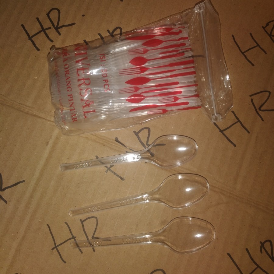 sendok puding plastik bening isi 50pcs