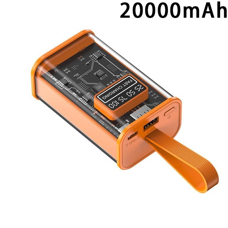POWERBANK MINI 20000MAH FAST CHARGING TAMPILAN DIGITAL LED TRANSPARAN USB 3.0 POWER BANK TERLARIS