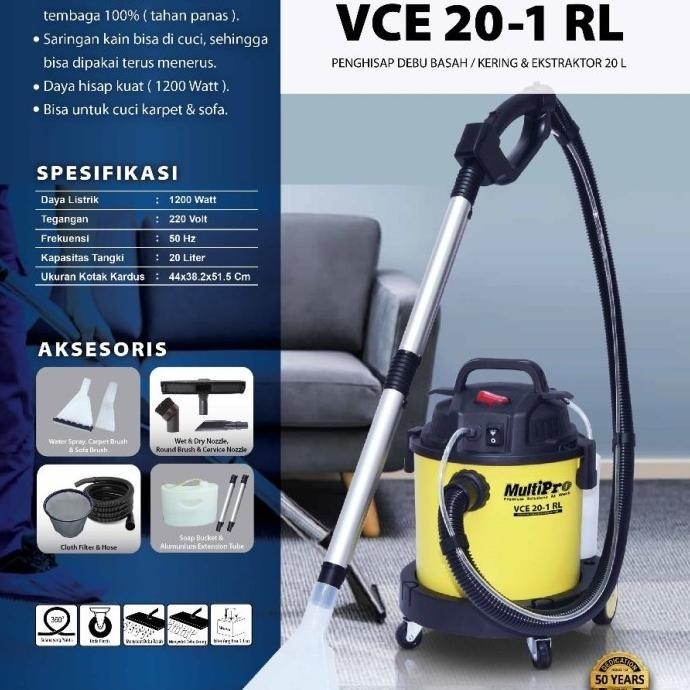 MULTIPRO VCE20-1 RL VACUUM CLEANER WET DRY EKSTRAKTOR VCE 20 - 1 TERBATAS