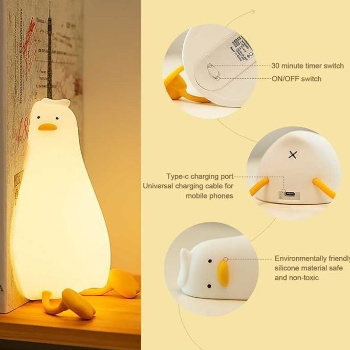 Lampu Tidur Anak Lucu Holder Hp Bebek Lie In Peace Duck Sleep Lamp Etheriallshop