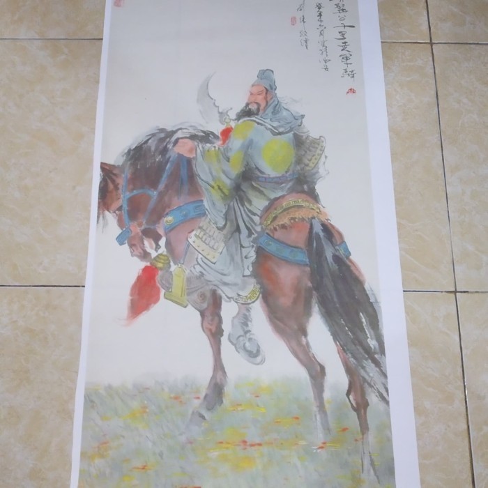 Art Repro lukisan gambar dewa kwan kong triratna tisarana tridharma