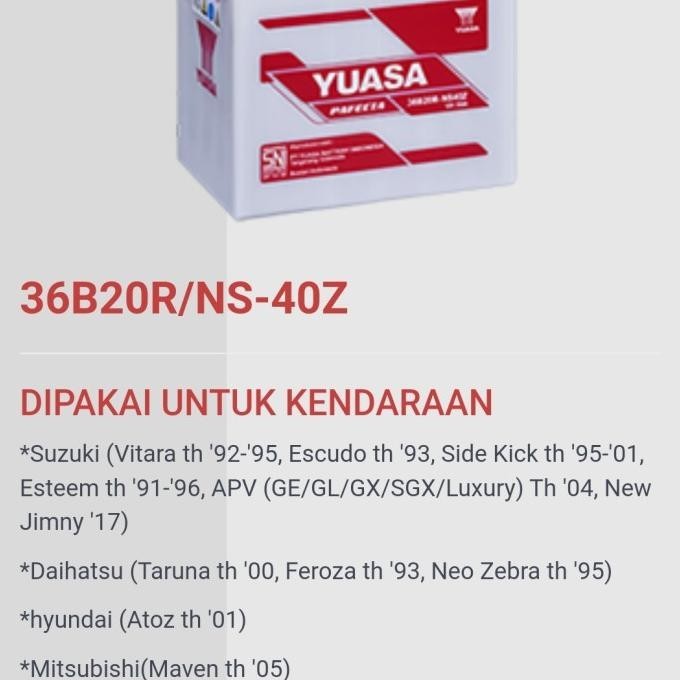 TERBARU - Aki Yuasa Pafecta Ns40Z /38B20R 35ah basah