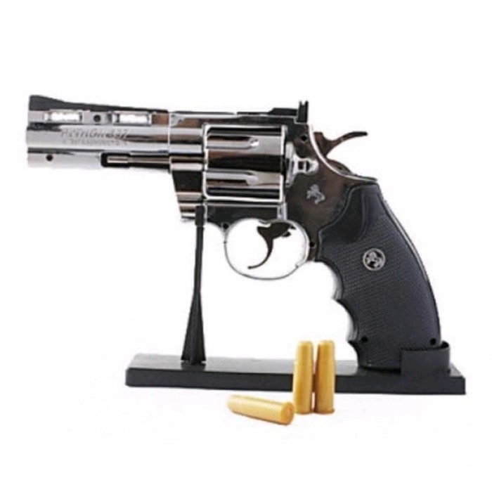 Korek Gas Pistol Besi Lighter Revolver Phyton Mancis Metal Gun Replika