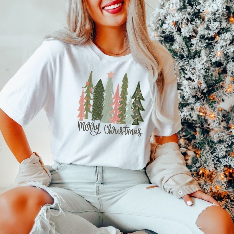 Merry Christmas Tree Shirt Christmas Shirt Christmas Tree Shirt Shirts for Christmas Pink Tree Chris