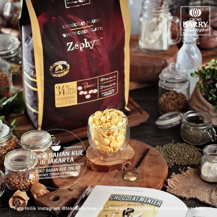 

Cabina Cacao Barry - Zephyr 34% 500Gr White Chocolate Couverture Cokelat Coin