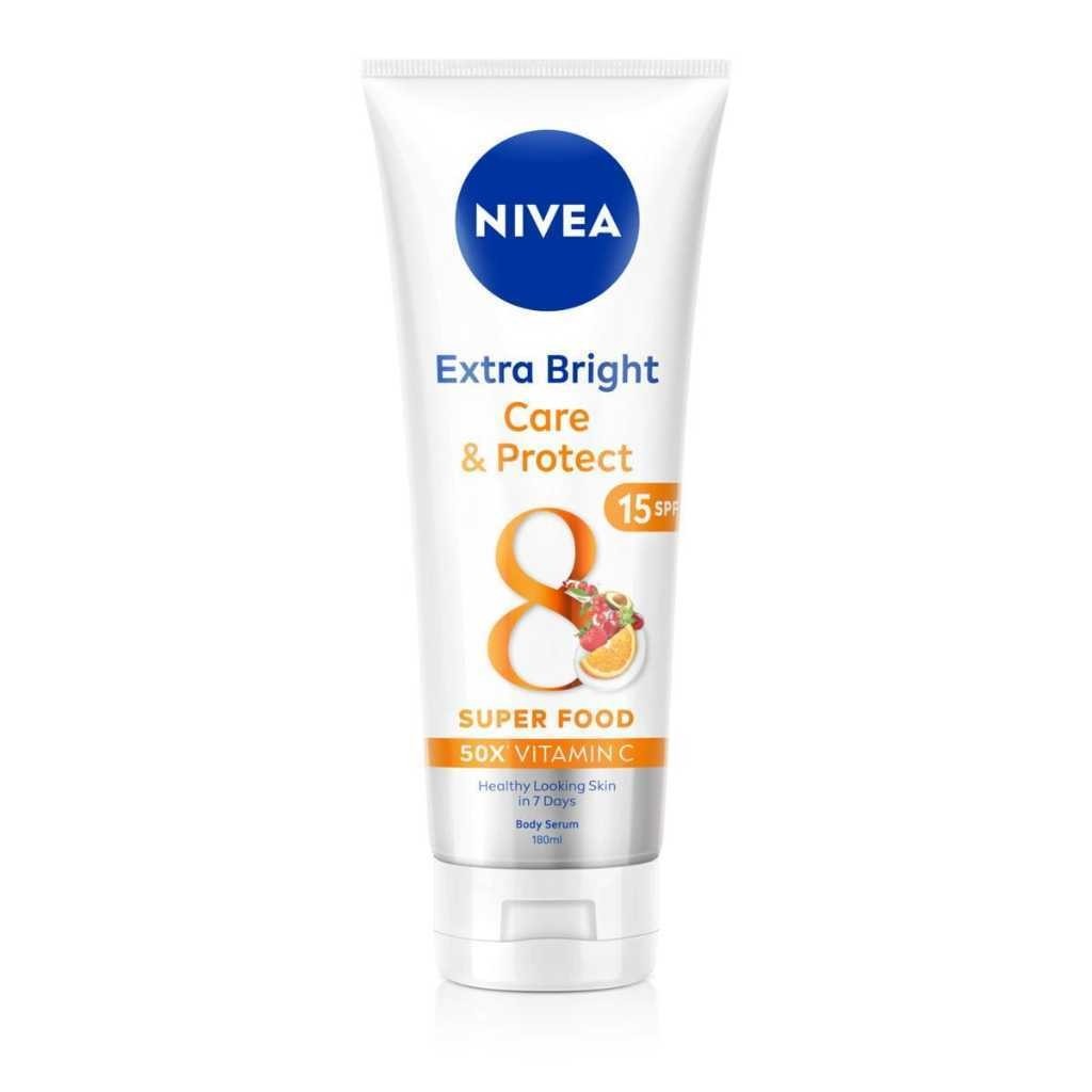 NIVEA Body Serum Extra Bright Care & Protect SPF 15 180ml - Handbody UV lotion superfood mencerahkan