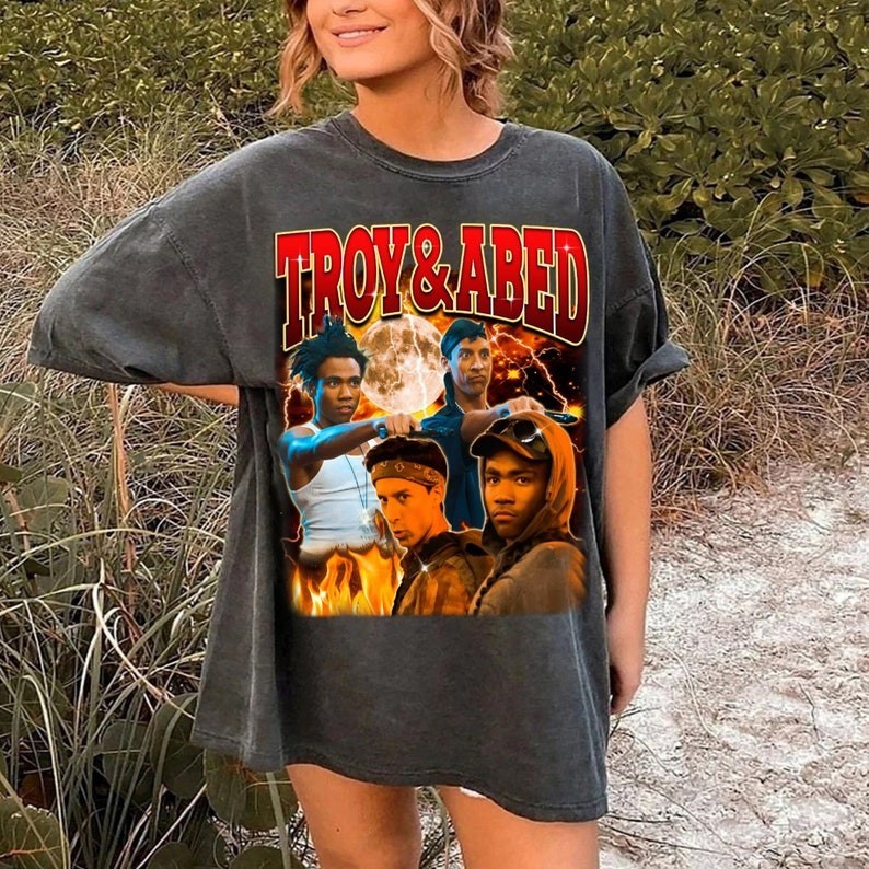 Kemeja Retro TROY dan ABED - Kemeja Tro.y dan Abe.d Di Pagi Hari Kemeja Sitkom A.merican Seri Tv