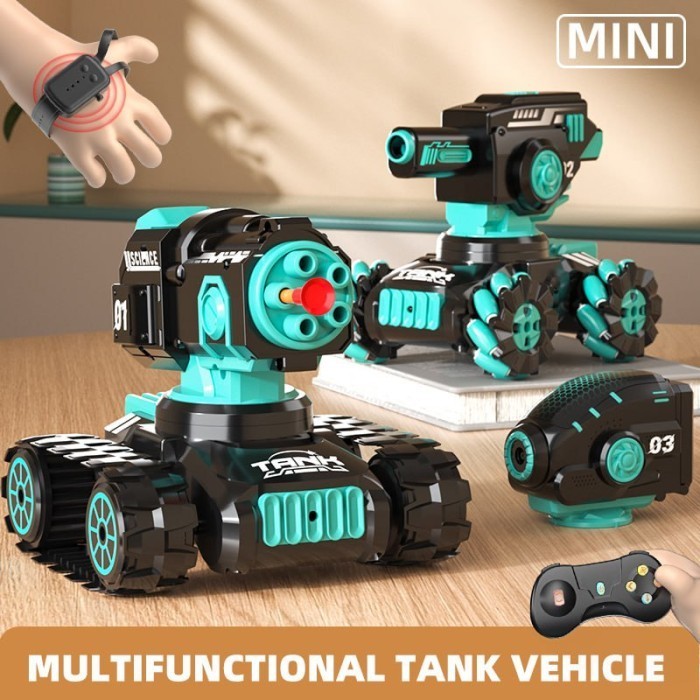 Mainan Anak RC Mini Tank Shooter Gun 3in1, Remote Control Tank Fight