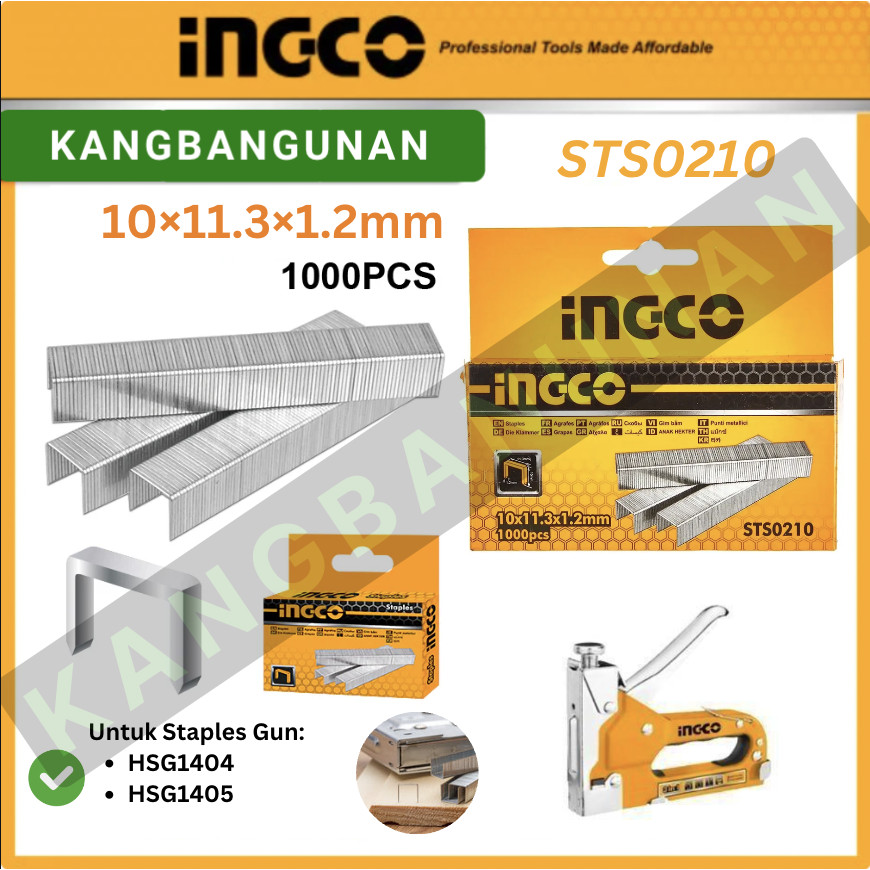 

INGCO STS0210 Refill Staples tembak (10mm x 1.2mm) isi 1000pcs