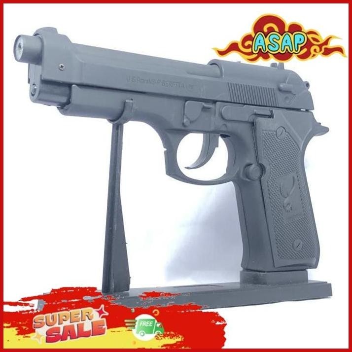 KOREK API GAS PISTOL BARETTA SILVER HITAM MIRIP PISTOL ASLI UKURAN JUMBO