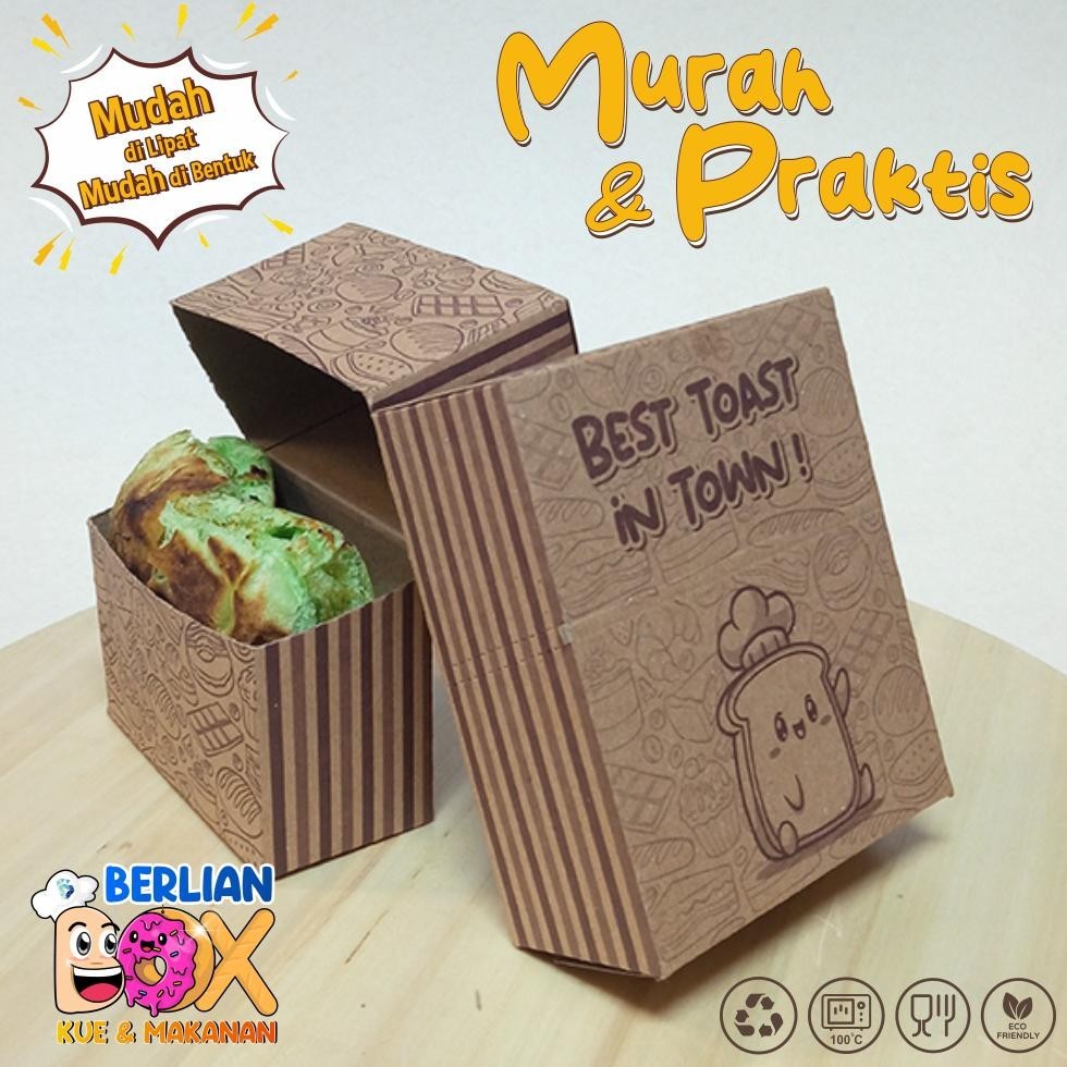 

rt-69 Toast Box Motif isi 50 pcs Bahan Kraft Premium / Toast Tray / Dus Roti Bakar / Box Roti Toast / Kemasan Roti Bakar / Hemat