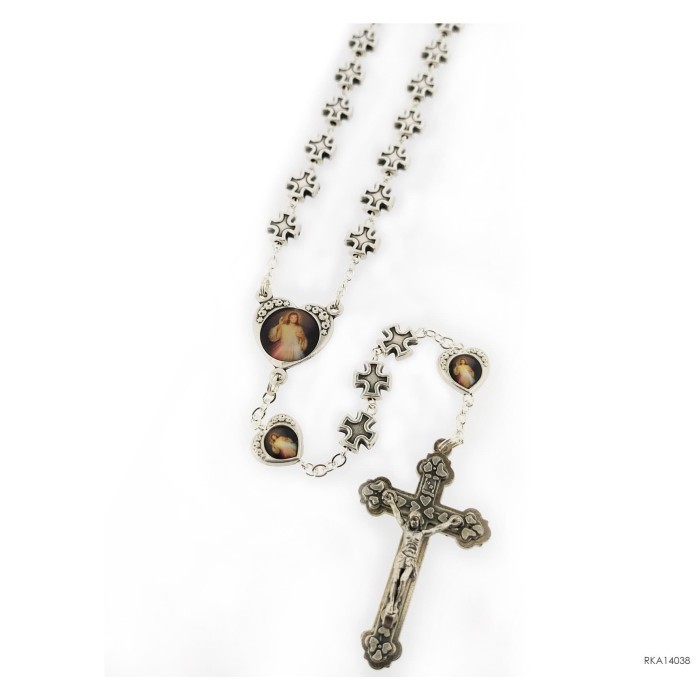 Mayu Rosario Metal Perak Salib Italy Berkualitas Rohani Katolik