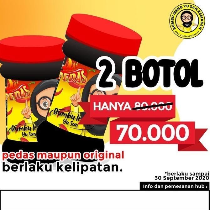 

Paket 2 Botol Sambal Bumbu Ireng Yu San Original & Pedas LL