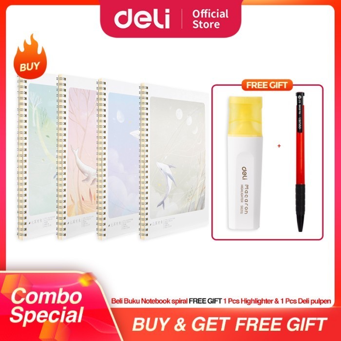 

DISKON [COMBO SUPER HEMAT] Deli Spiral Notebook / Buku Tulis A5 B5