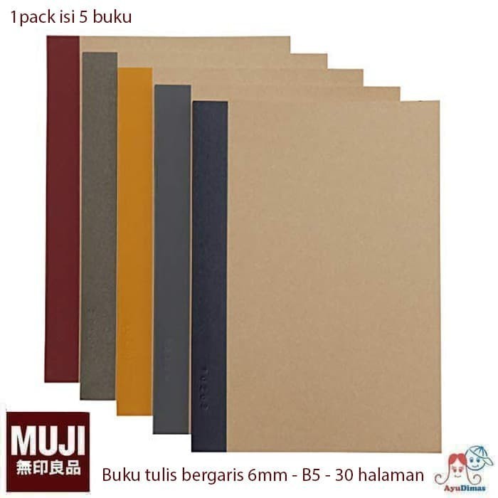 

JUAL MUJI Notebook / Note Book B5 line - Buku tulis bergaris - 5pcs