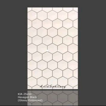 KERAMIK DINDING 25X40 KIA HEXAGON BLACK KW 1