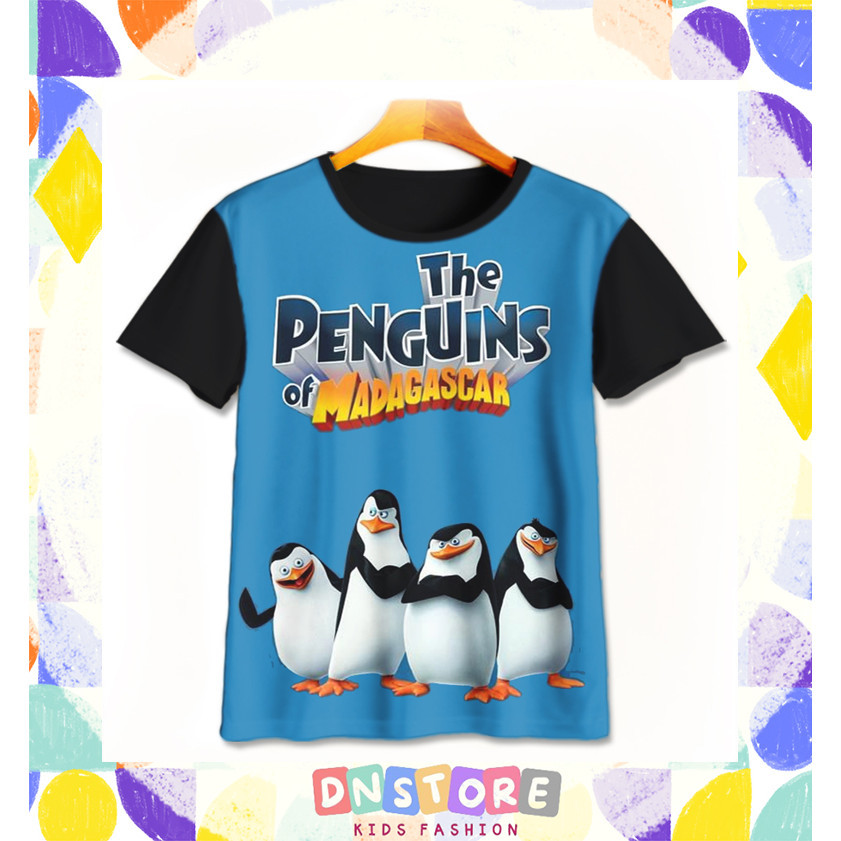 Kaos Anak Pinguin Madagascar v6 Baju Film Animasi Kartun Anak Pinguin Madagascar 3D Printing Untuk U