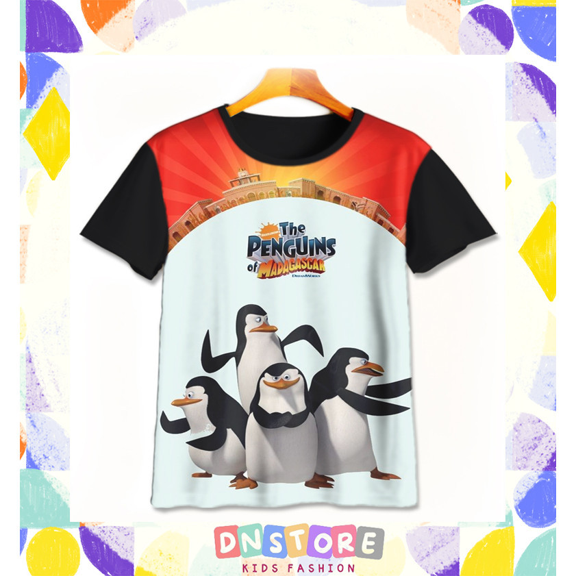 Kaos Anak Pinguin Madagascar v7 Baju Film Animasi Kartun Anak Pinguin Madagascar 3D Printing Untuk U