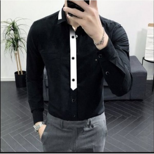 KEMEJA PRIA ALA KOREA LENGAN PANJANG SLIM FIT WILSON