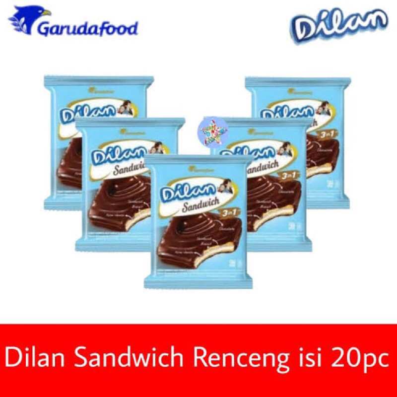 

Yens Mart - Dilan Sandwich 3in1 1 Pack isi 20pcs @16gr Biskuit Bersalut Coklat isi Cream