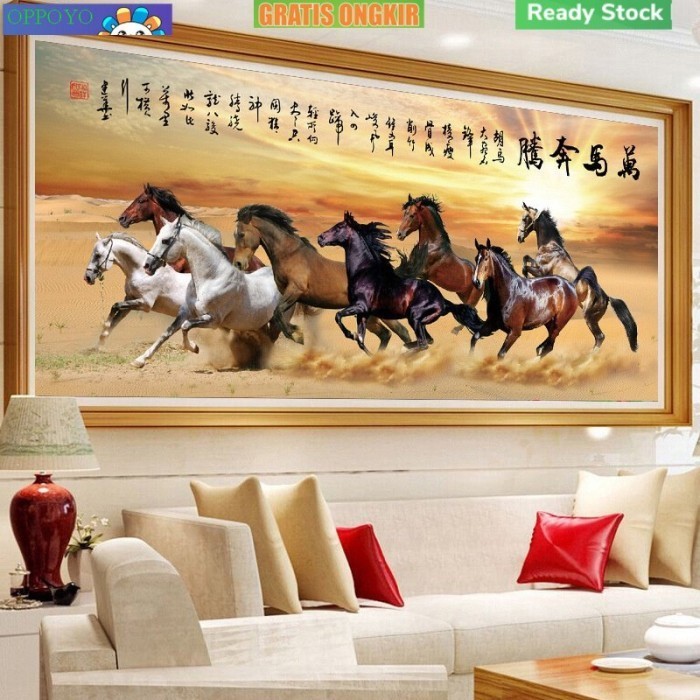 Lukisan Diamond 5D Diy Gambar Kuda Untuk Dekorasi Rumah / Kantor