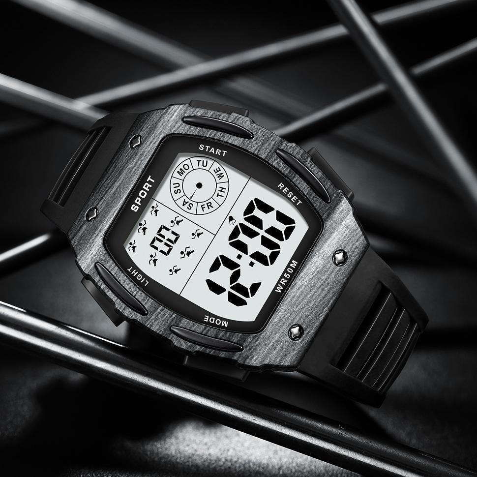 SUNLIFEX JAM TANGAN PRIA DIGITAL ALARM MULTIFUNGSI OLAHRAGA TALI SILIKON JAM TANGAN COWOK ORIGINAL S