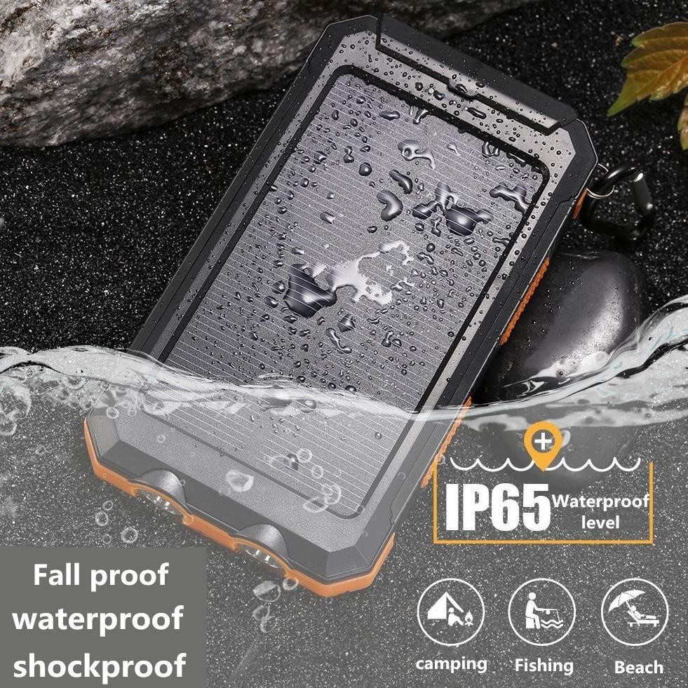 COD50000 MAH POWERBANK SOLAR CELL TENAGA MATAHARI DUAL USB FLASHLIGHT DAYA PONSEL POWERBANK SOLAR 50