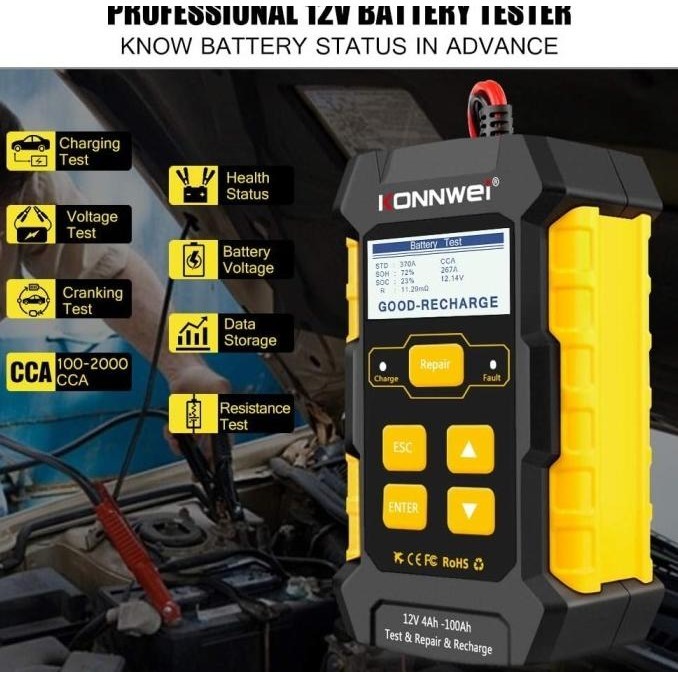 KONNWEI KW510 12V 5A MOBIL BATTERY CHARGER & BATTERY TESTER & REPAIR