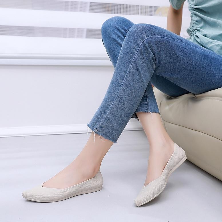 CYS SANDAL SEPATU FLAT SLIP ON WANITA CEWEK JELLY POLOS MODEL LANCIP KEKINIAN FORMAL KOREA FASHION S