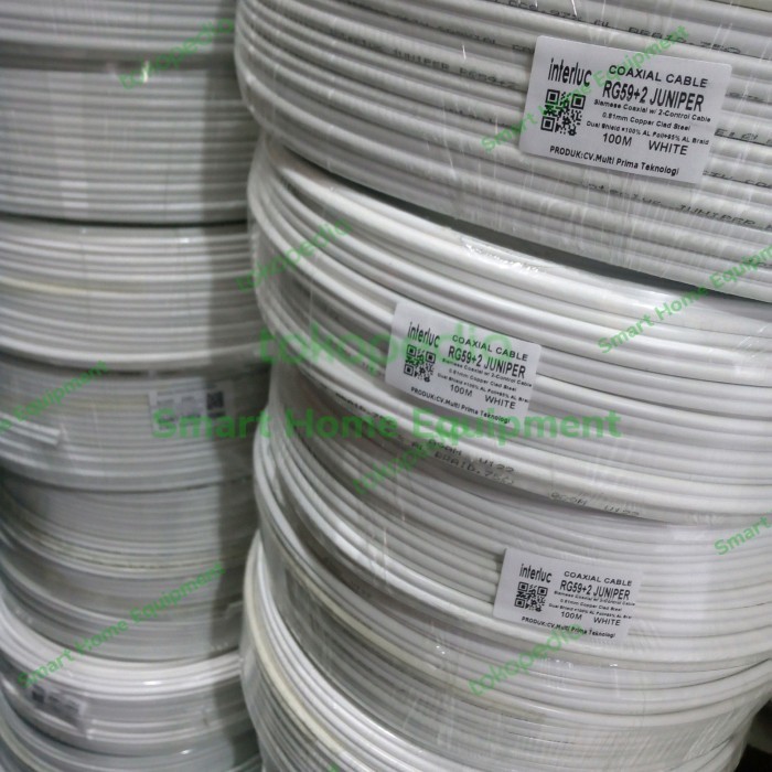 Terbaik Kabel Cctv Interluc Rg59 / Kabel Coaxial Rg 59 + 2 Juniper 100M 100 M Termurah