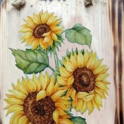 HIASAN DINDING LUKISAN BUNGA MATAHARI PAJANGAN RUANG TAMU CAFE