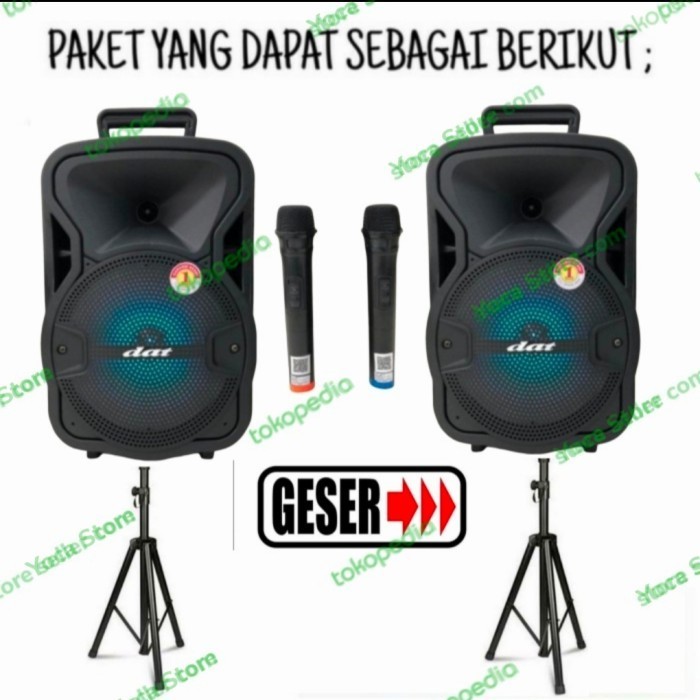 Paket Sound 2 Speaker Aktif Dat 8 Inch Mixer Bluetooth 2 Mic Wireless