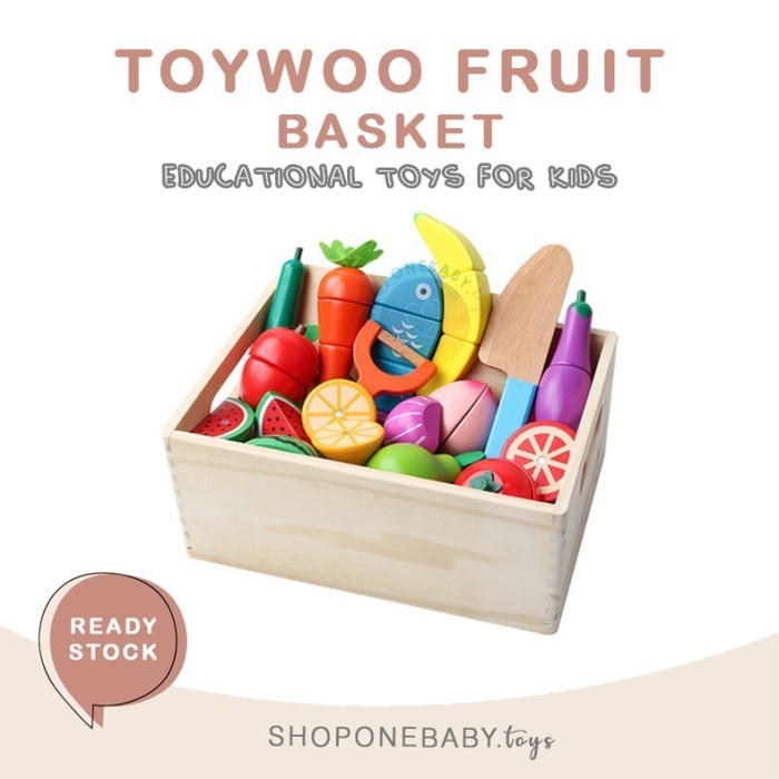 

JJ340 Fruits Basket Set Mainan Masakan Potong Sayur Buah Anak Bahan Kayu DISKON