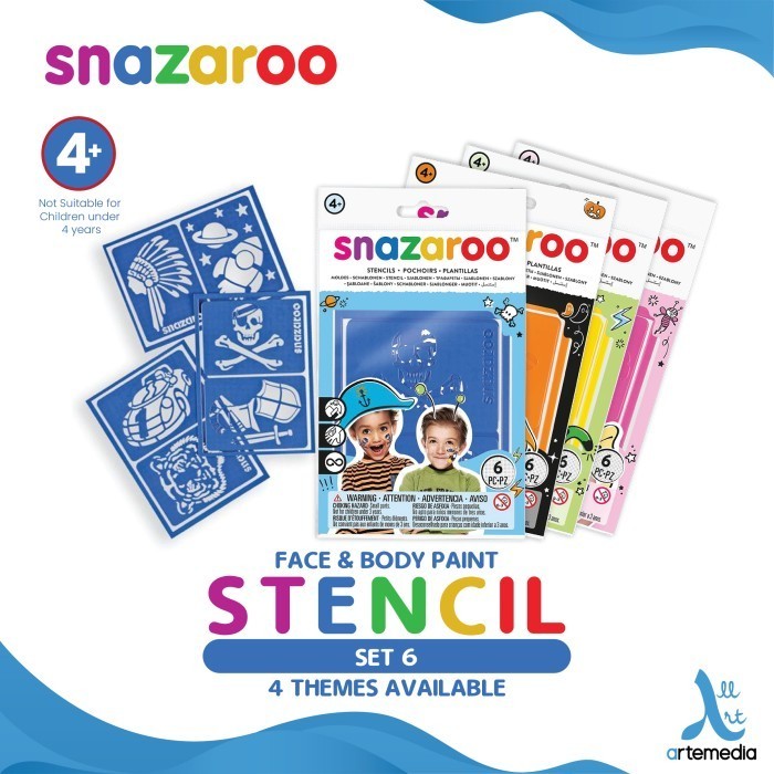 

Cetakan Stensil Snazaroo Stencil Set 6 Face Body Paint -Anza Wahda