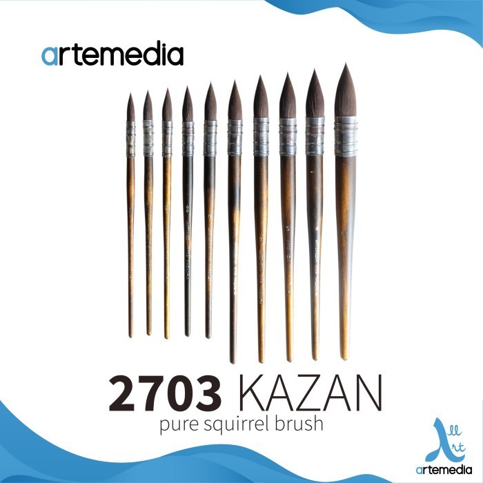 

Kuas Lukis Artemedia 2703 Round Squirrel Kazan-M Brush Short Handle -Anza Wahda