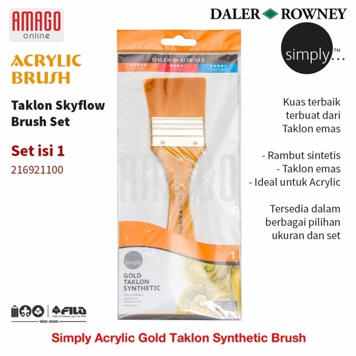 

Daler-Rowney - Simply Acrylic Gold Taklon Skyflow Brush - 1 Pc -Anza Wahda