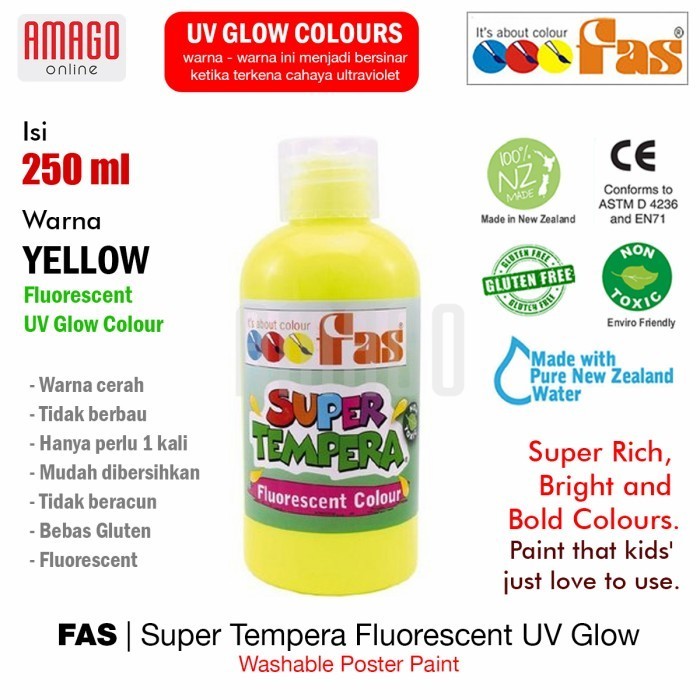 

Pilih Warna - Fas - Super Tempera Fluorescent Uv Glow Paint - 250 Ml -Anza Wahda