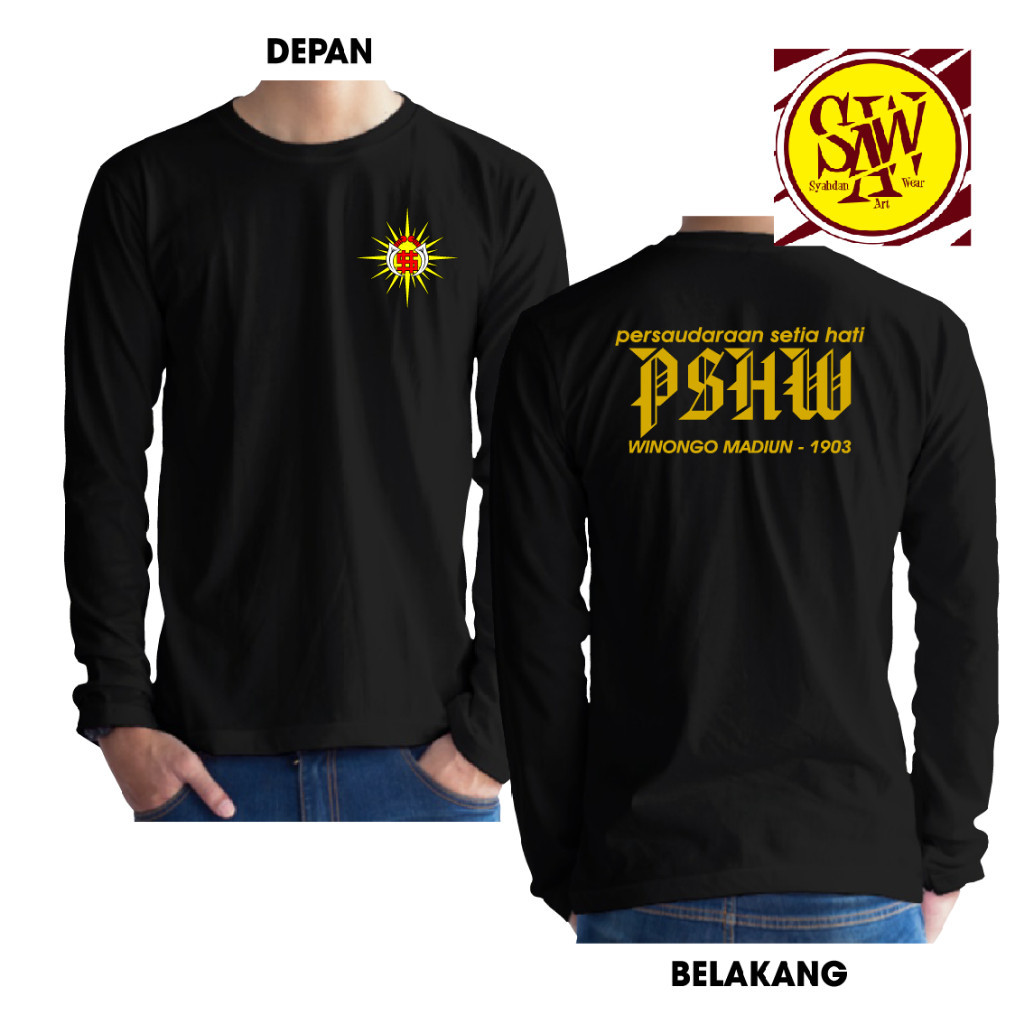 KAOS PSHW WINONGO MADIUN 1903 GOLD KAOS LENGAN PANJANG DEPAN LOGO SINAR SYAHDAN 34