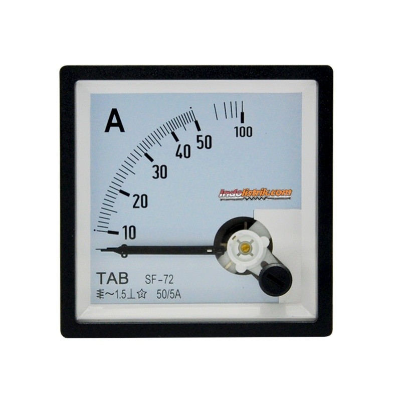 Tab Amperemeter 72X72 Via Ct (Analog) Alat Ukur Panel Listrik Profesional Nusa.Belanja