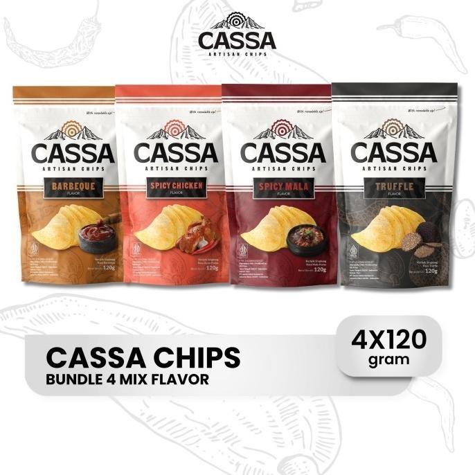 

READY STOCK KERIPIK CASSA MIX FLAVOR 4PCS 120GR !!!!!