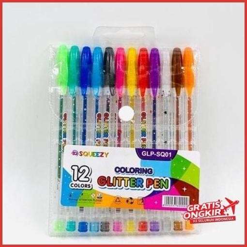 

Baru Pulpen Glitter Squeezy 12 Warna Ballpen/Bolpen Gliter 12 Warna 1.0 Mm Harga Hemat