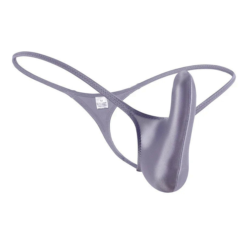 Men's Shiny Thong, Sexy Underwear, T-back, Ultra-thin, Solid